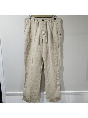 Murano Baird McNutt Linen Lounge Trousers Pants Slacks Drawstring Mens 36x34